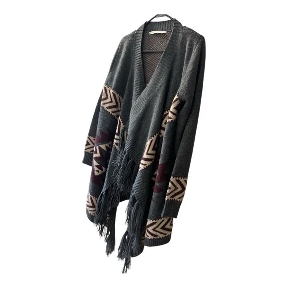 Bluenotes Shawl Aztec Fringe Western Sweater Size S Women - Picture 3 of 9